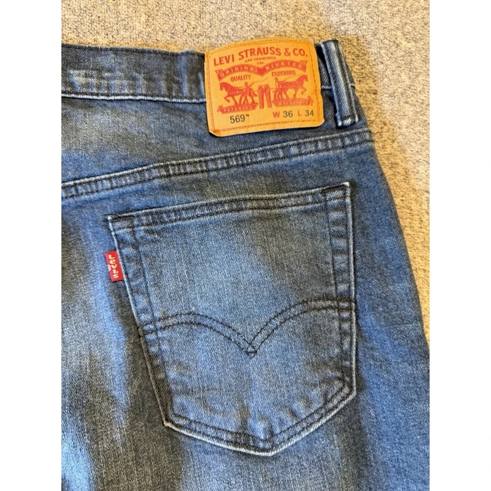 Levi's Jeans 569 Loose Straight (36x34) Men's Denim Dark Wash Zip Fly